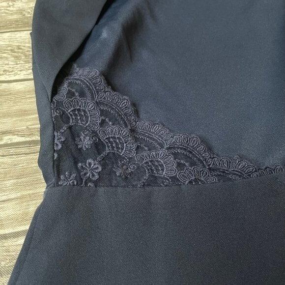 Lulus High Neck Open Back Dress Lace Details S SM Small Dark Navy Blue Mini Sexy - Picture 5 of 12